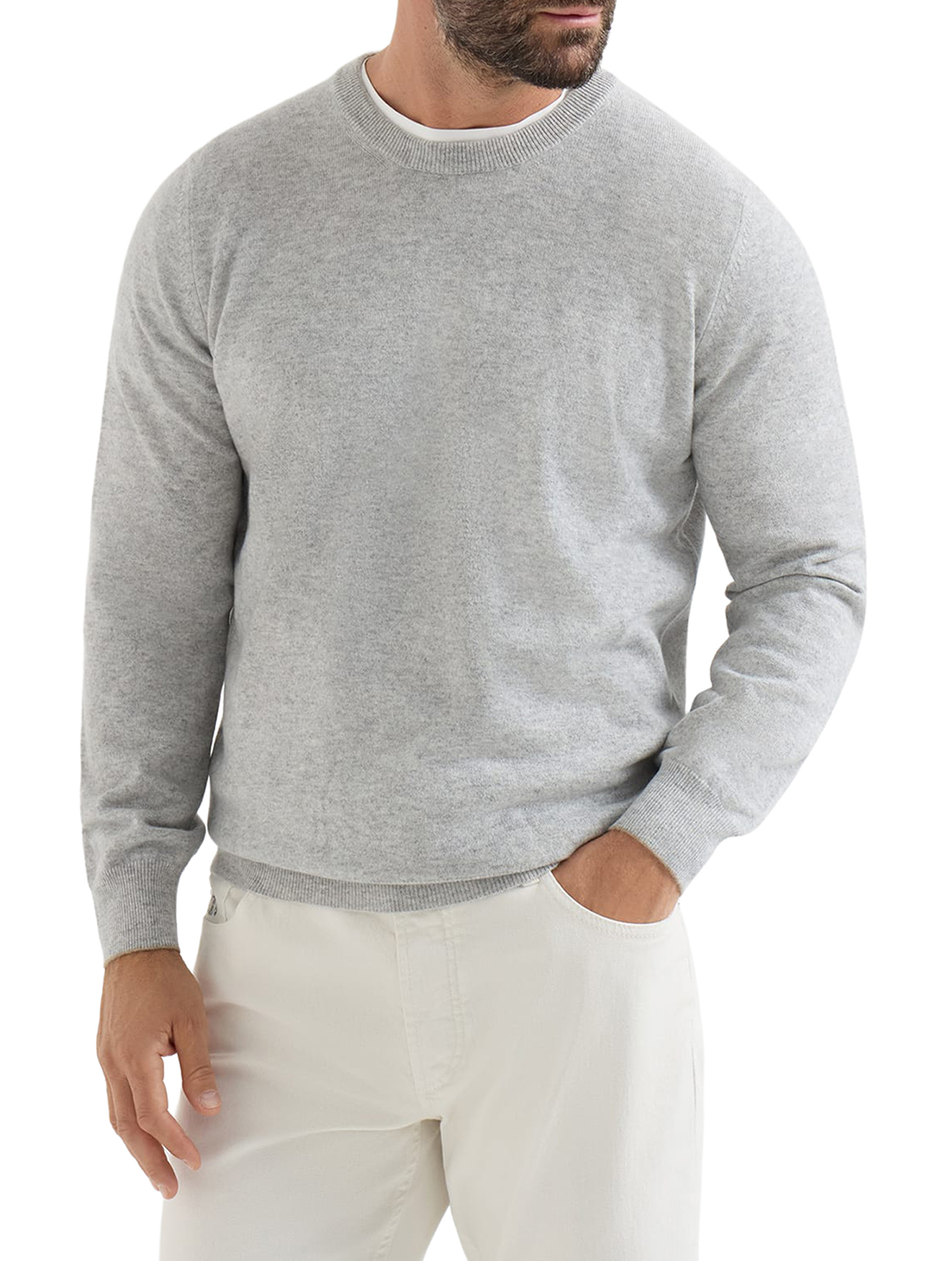 [Brunello Cucinelli] Knitwear FW26 M2200100CY162 LIGHT GREY SABBIA