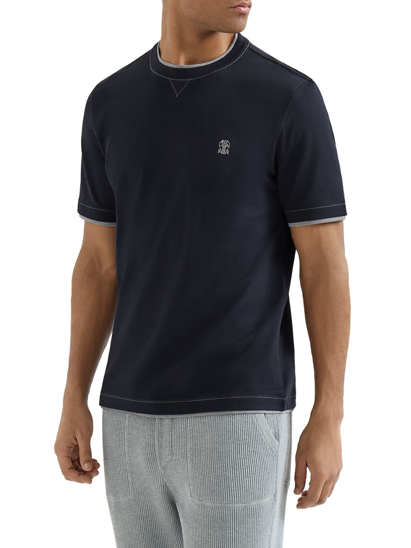 [Brunello Cucinelli] T-shirts Short Sleeve FW26 M0B137451GCHM51 NAVY MEDIUM GREY GRIGIO
