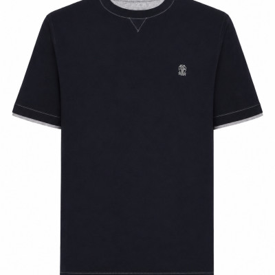 [Brunello Cucinelli] T-shirts Short Sleeve FW26 M0B137451GCHM51 NAVY MEDIUM GREY GRIGIO