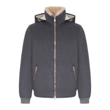 [Brunello Cucinelli] Bomber Jacket FW26 MM4701606CNV62 GREY GEYSER BISCOTTO