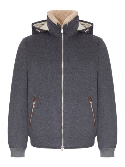 [Brunello Cucinelli] Bomber Jacket FW26 MM4701606CNV62 GREY GEYSER BISCOTTO