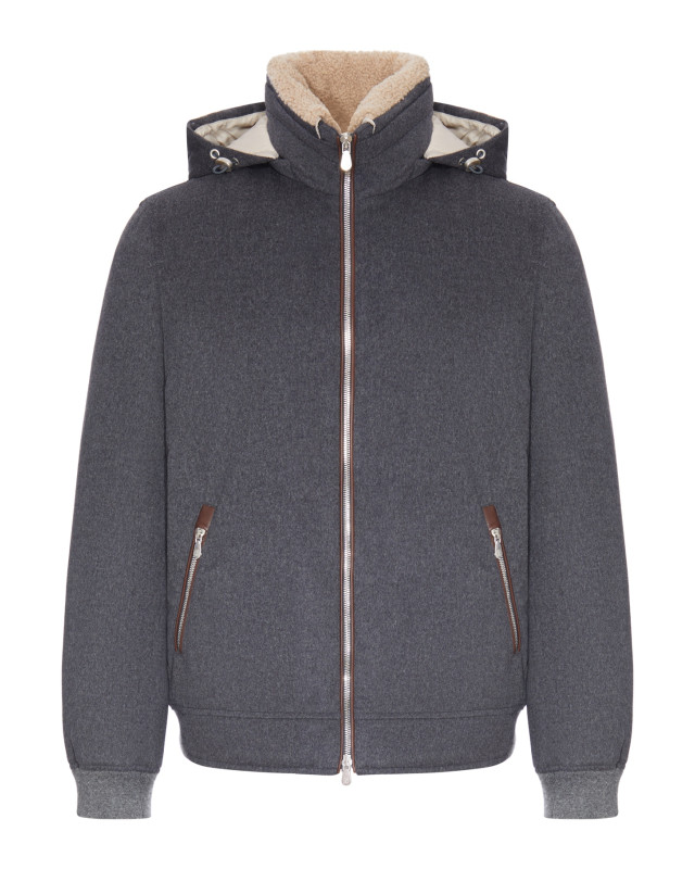 [Brunello Cucinelli] Bomber Jacket FW26 MM4701606CNV62 GREY GEYSER BISCOTTO