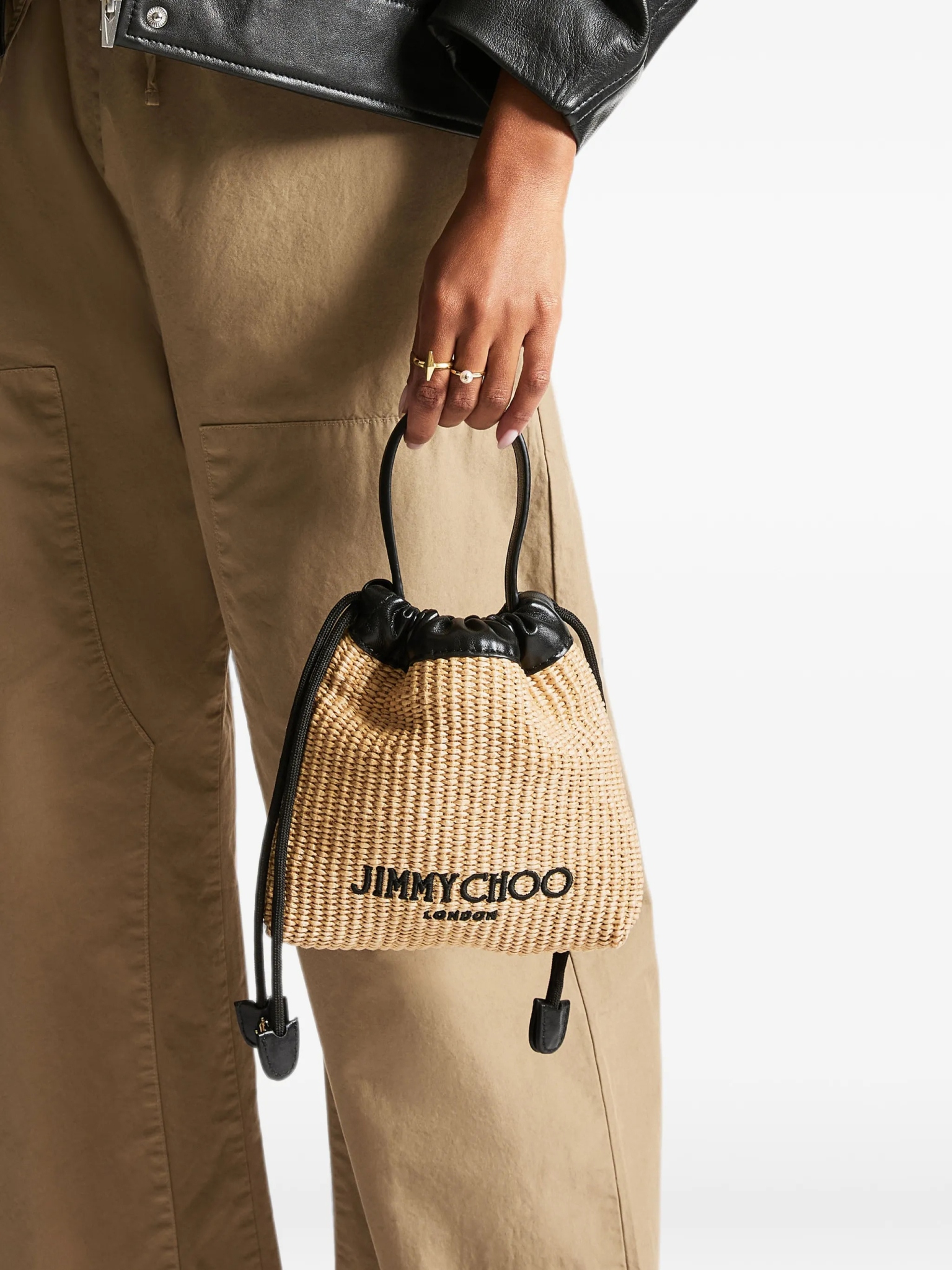 [Jimmy Choo] Tote bag FW26 DRAWSTRINGPOUCHTHQNATURALBLACK