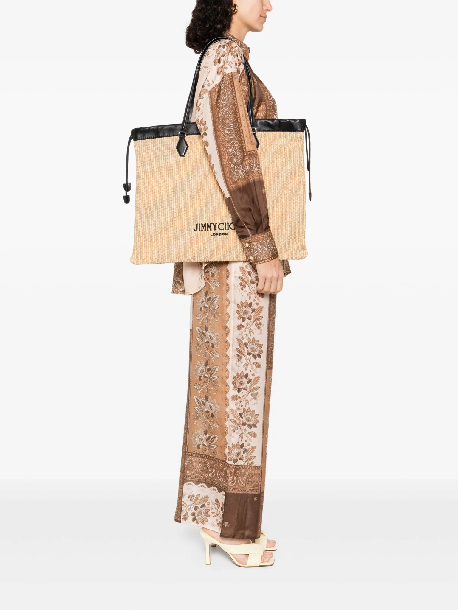 [Jimmy Choo] Tote bag FW26 DRAWSTRINGTOTELQAVNATURALBLACK