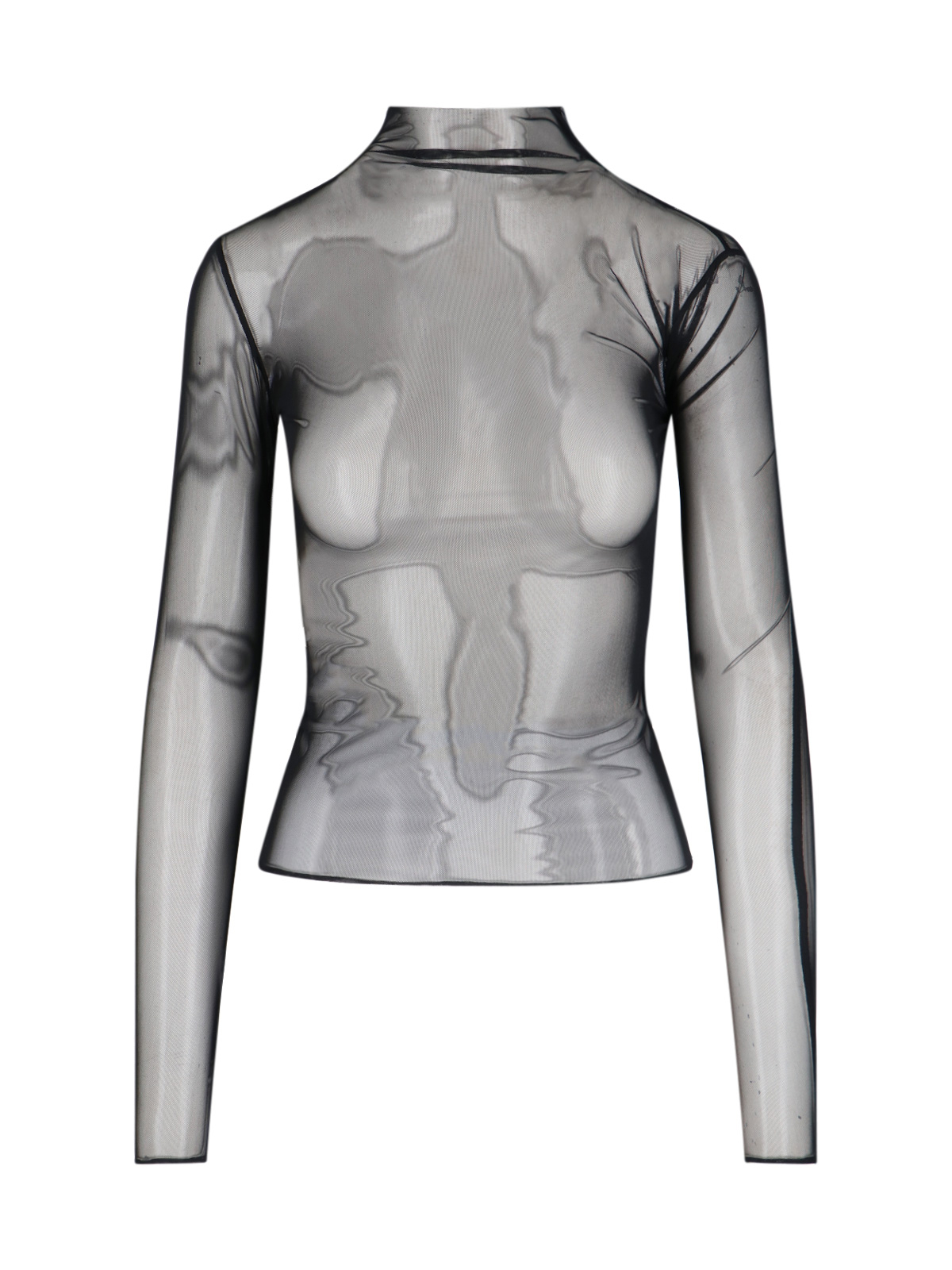 [THE FRANKIE SHOP] T-shirts Long Sleeve SS25 TULIA LONG SLEEVE MESH TEEBLACK