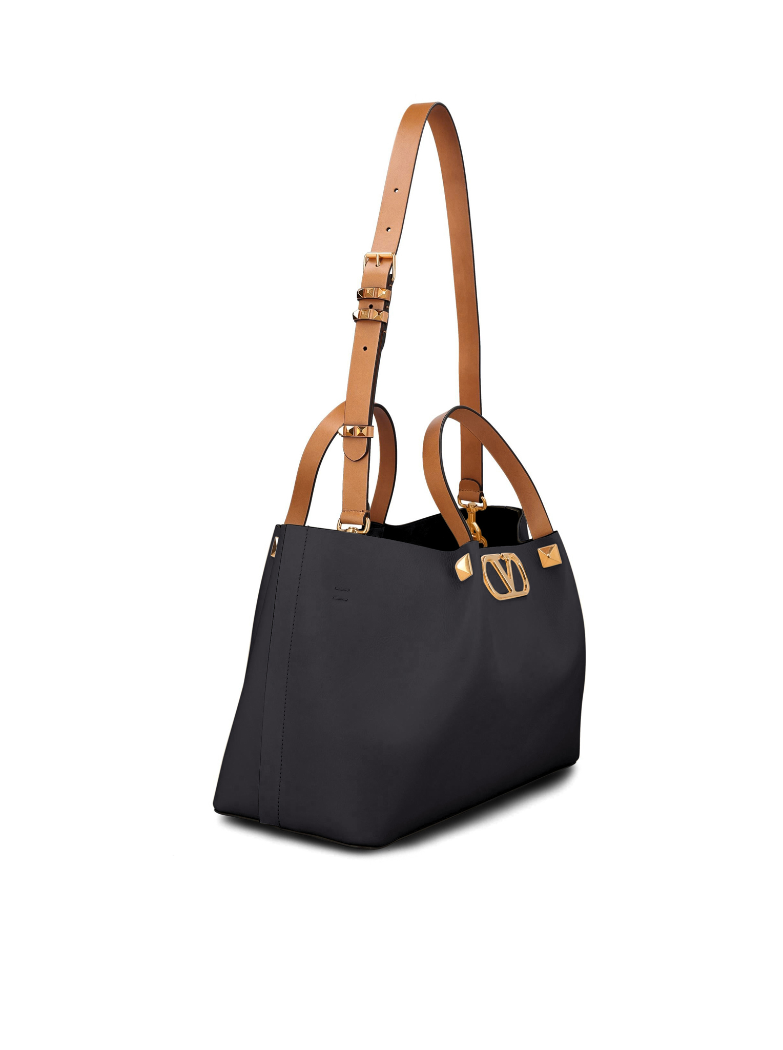 [Valentino Garavani] Tote bag SS26 8W2B0T01LSXCAG BLACK NATURAL CAMEL