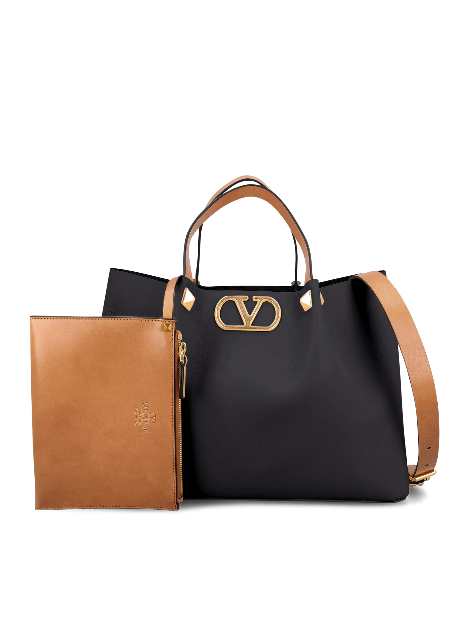 [Valentino Garavani] Tote bag SS26 8W2B0T01LSXCAG BLACK NATURAL CAMEL