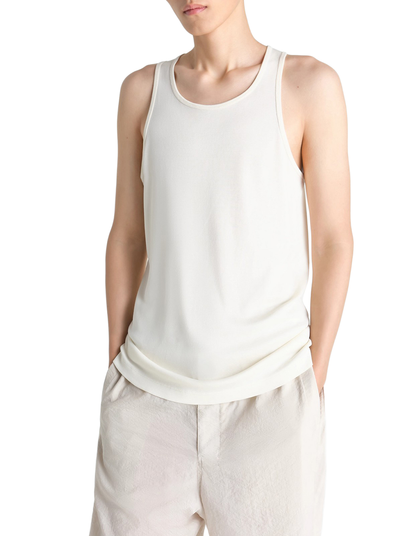 [LEMAIRE] T-shirts Sleeveless SS26 TS0029LJ1016WH048 LIGHT CREAM