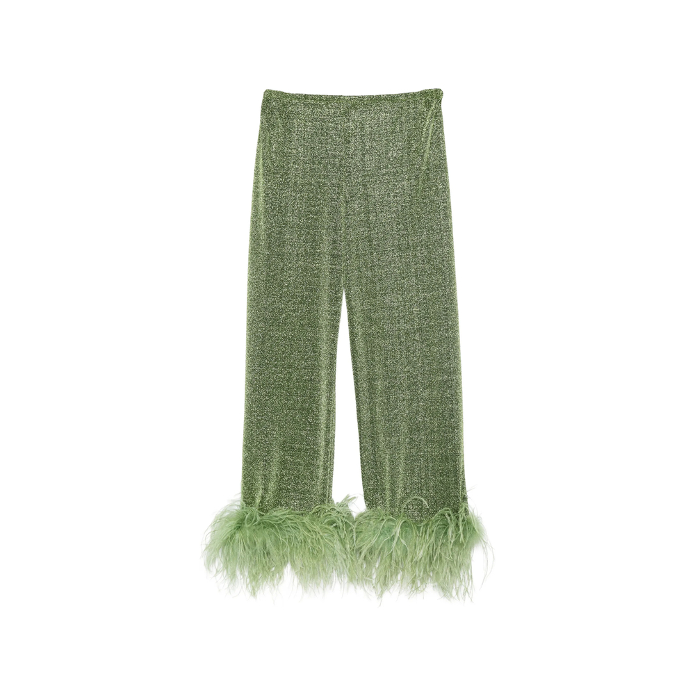 [OSEREE] Trousers SS26 LPF261 LUREX PLUM GREEN