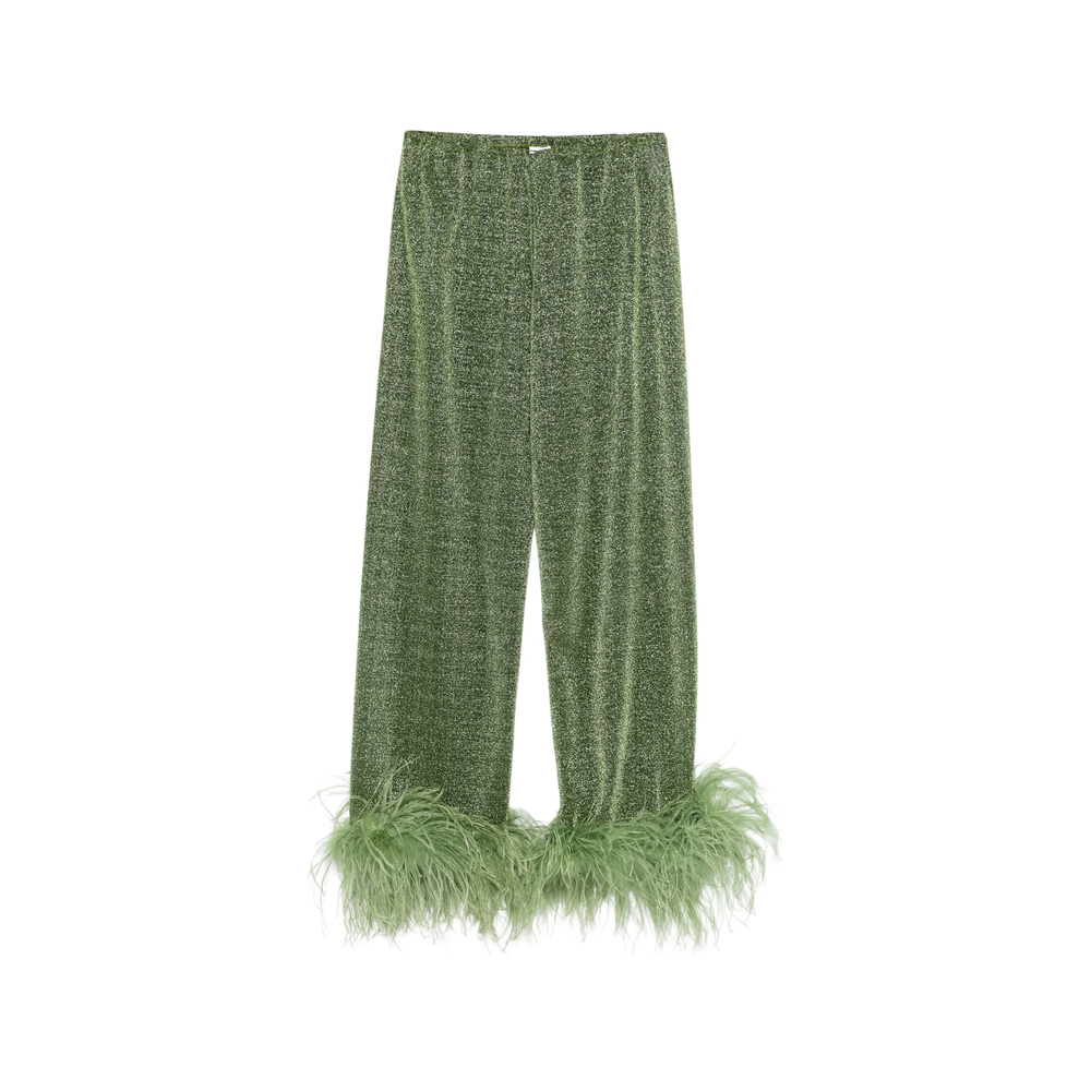 [OSEREE] Trousers SS26 LPF261 LUREX PLUM GREEN