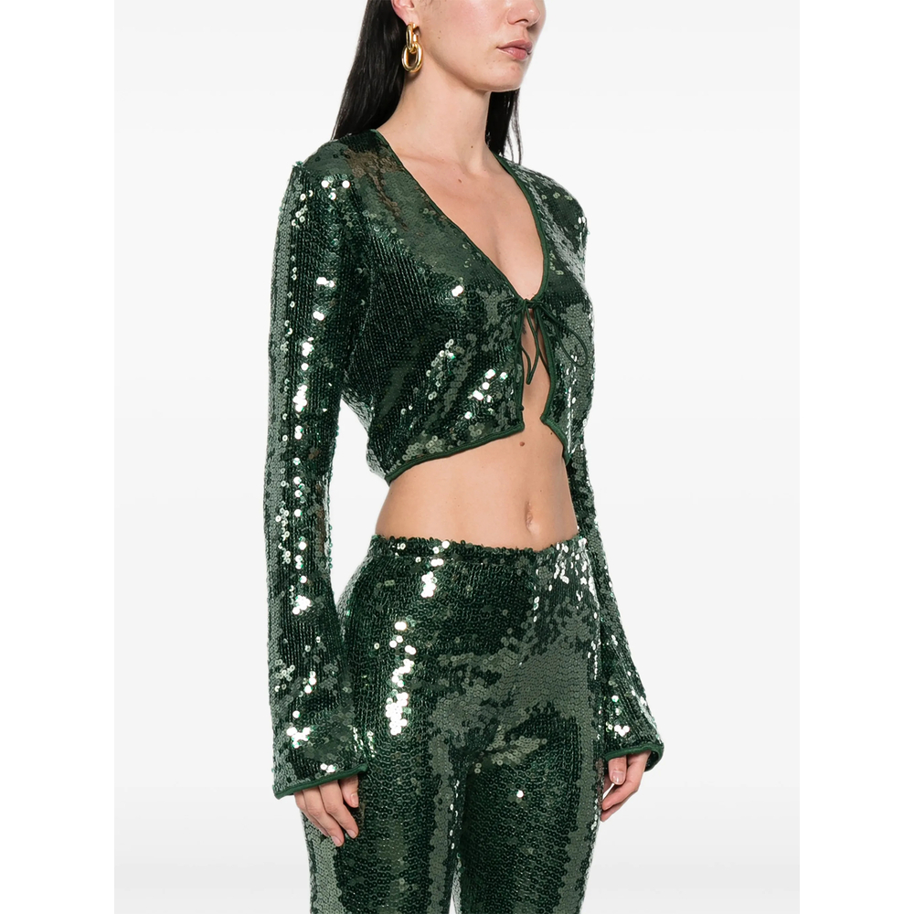 [OSEREE] Blouse SS26 MRS261 SEQUINS GREEN