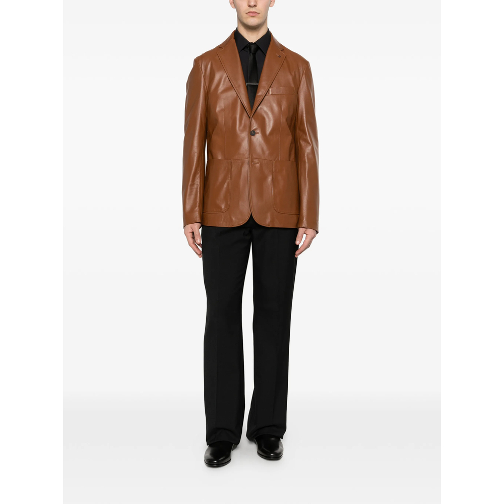 [TAGLIATORE] Leather Jacket SS26 CHE26-02 DAVIES COGNA