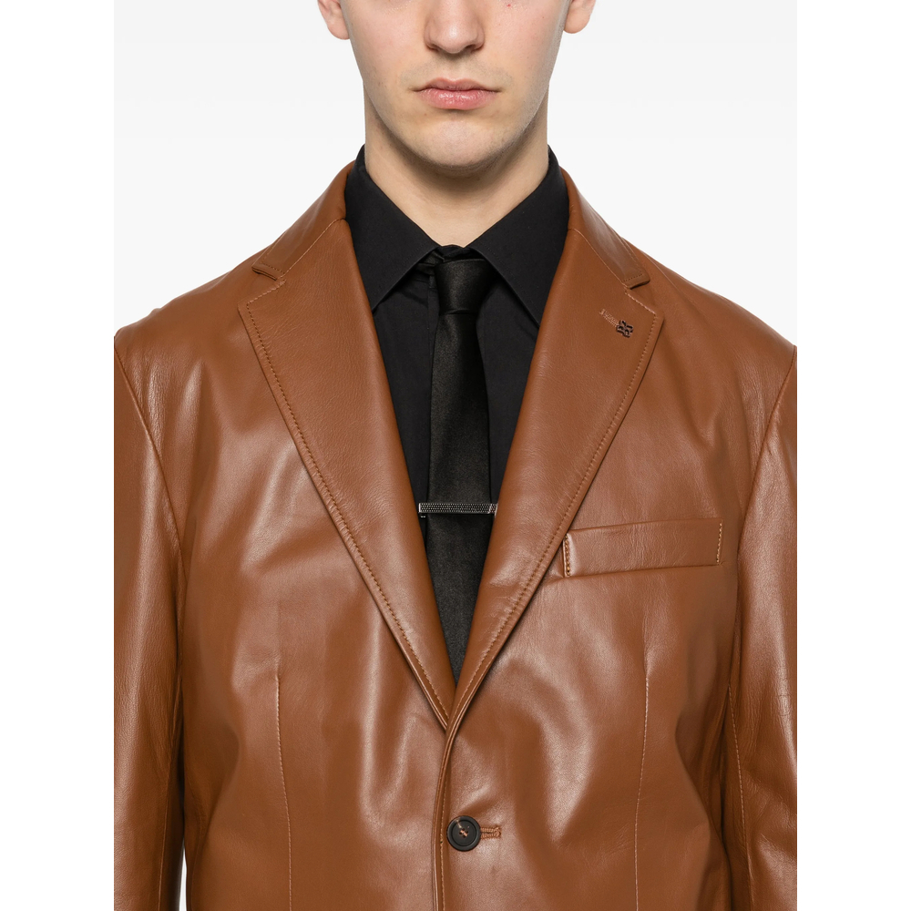 [TAGLIATORE] Leather Jacket SS26 CHE26-02 DAVIES COGNA