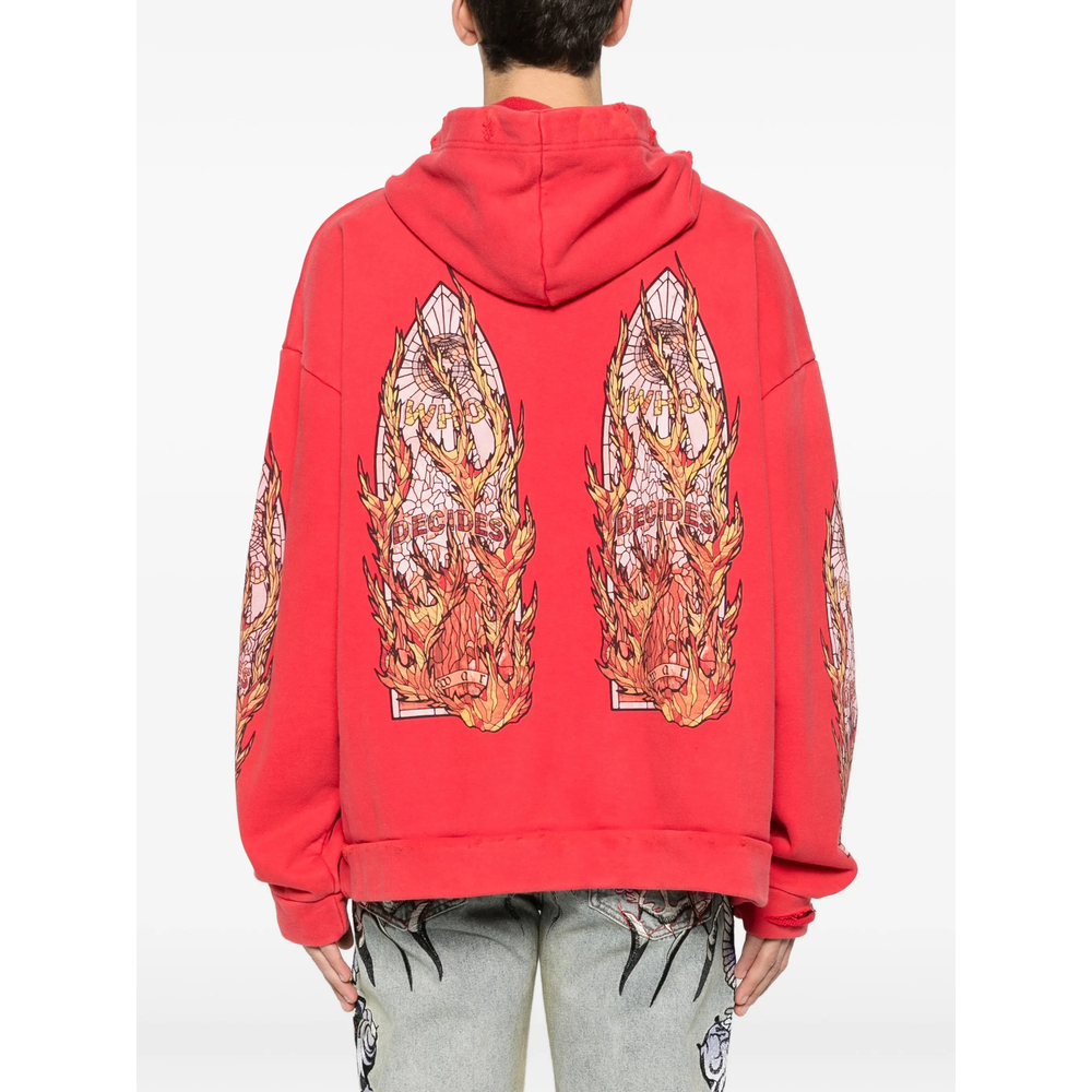 [Who Decides War] Hoodie FW25 FLAME GLASS HO  RUBY