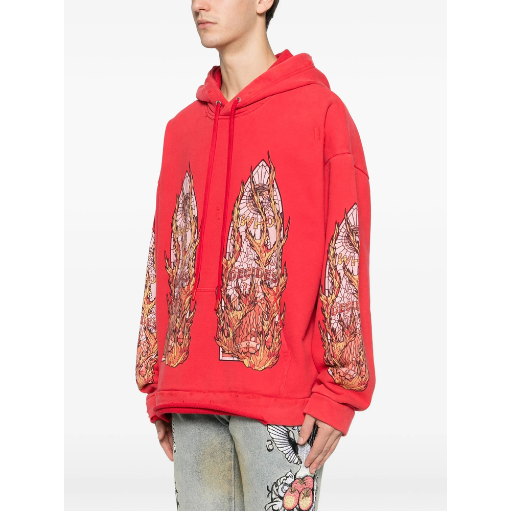 [Who Decides War] Hoodie FW25 FLAME GLASS HO  RUBY