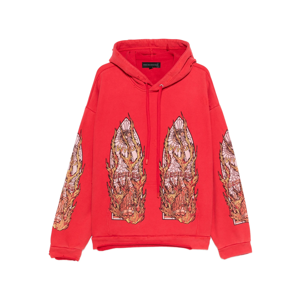 [Who Decides War] Hoodie FW25 FLAME GLASS HO  RUBY