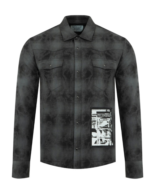 [Midnight Rodeo] Shirts Long Sleeve FW25 MRT-46 DISTRESSED BLACK