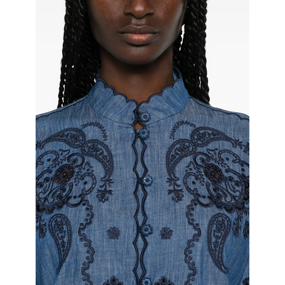 [Zimmermann] Shirts Short Sleeve FW26 8360TSS261  BLUE