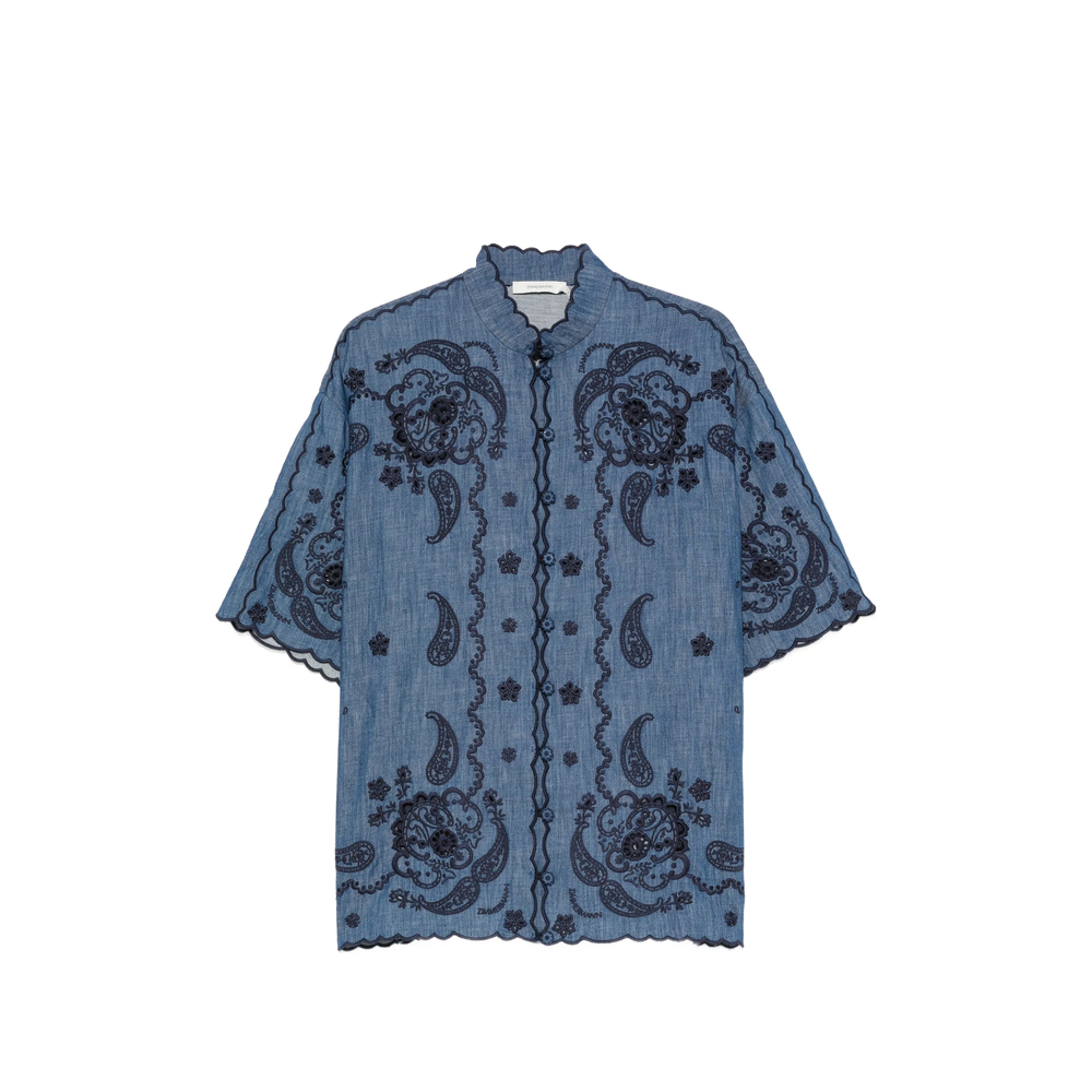 [Zimmermann] Shirts Short Sleeve FW26 8360TSS261  BLUE