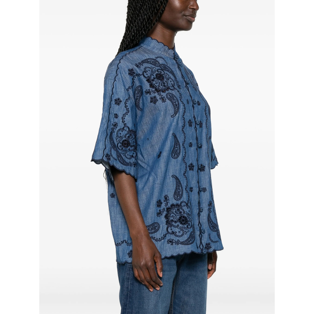 [Zimmermann] Shirts Short Sleeve FW26 8360TSS261  BLUE