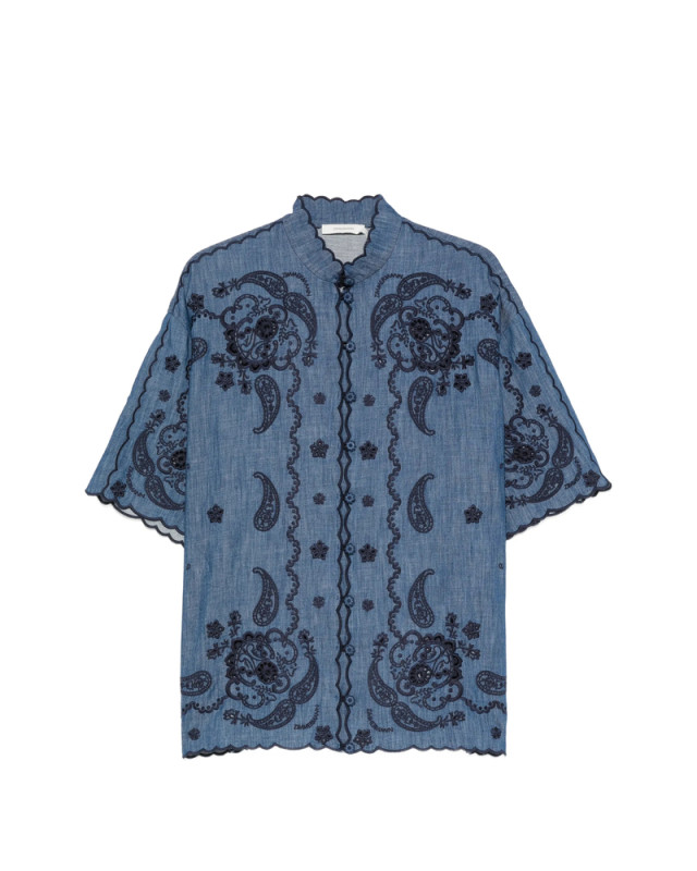 [Zimmermann] Shirts Short Sleeve FW26 8360TSS261  BLUE