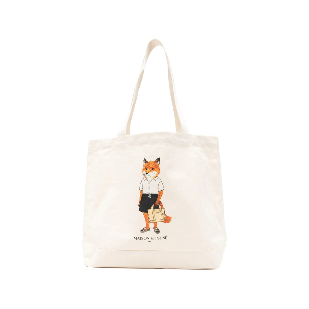 [MAISON KITSUNE] Tote bag SS26 QU05108WW9042  ECRU