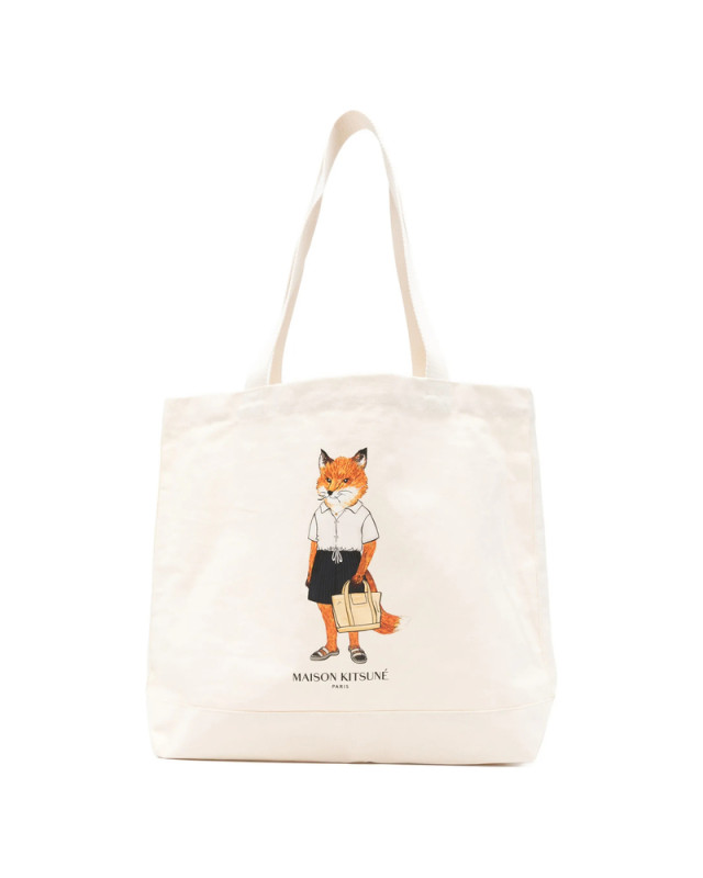 [MAISON KITSUNE] Tote bag SS26 QU05108WW9042  ECRU