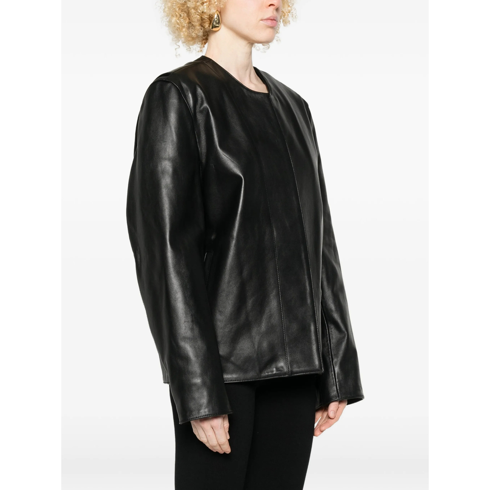 [TOTEME] Leather Jacket SS26 262-WRO0322 LE0207-001 BLACK