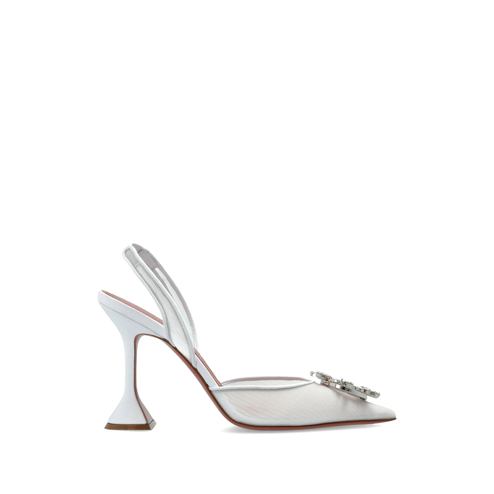 [Amina Muaddi] Pumps SS26 BEGUM MESH SLI 95 WHITE