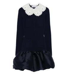 [Self-portrait] Long sleeve dress SS26 RS26-106SB-N  NAVY