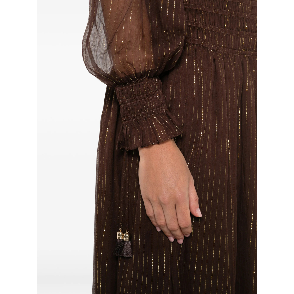 [Self-portrait] Long sleeve dress SS26 RS26-156XA-BR  BROWN