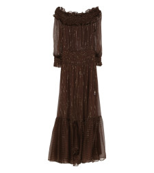 [Self-portrait] Long sleeve dress SS26 RS26-156XA-BR  BROWN