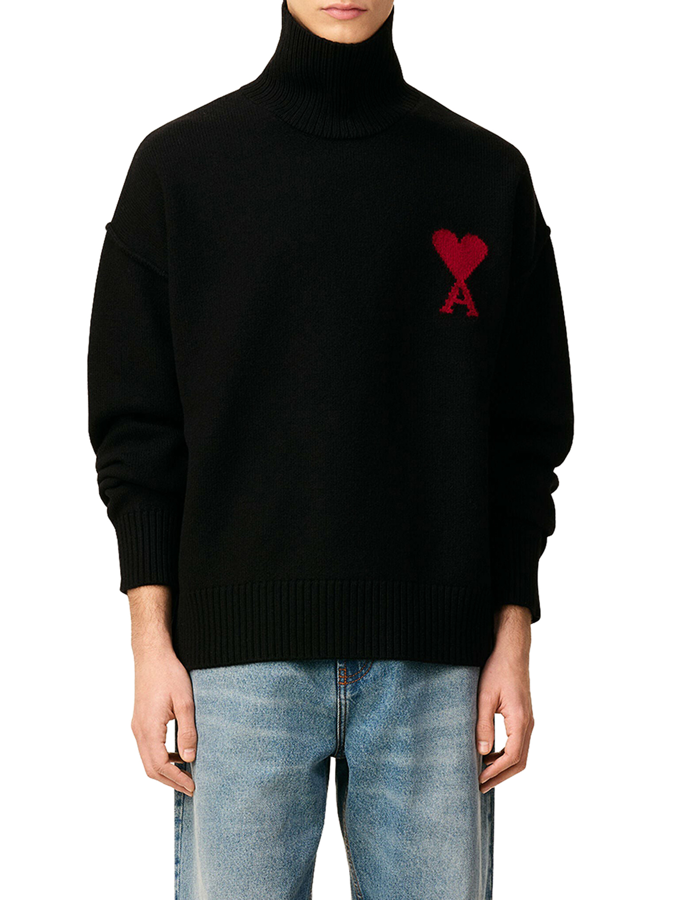 [Ami Paris] Knitwear FW26 UKS839018009 NOIR ROUGE