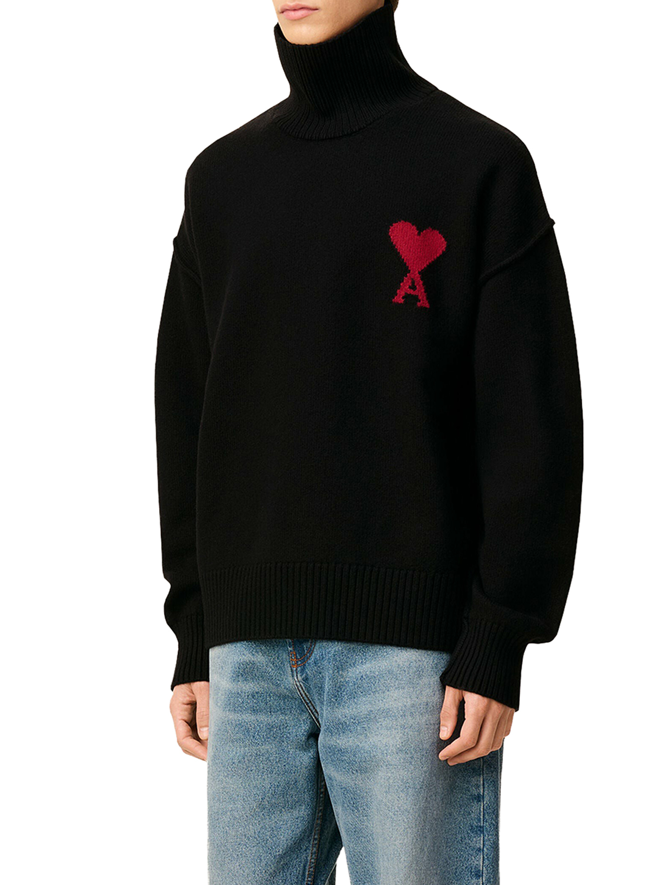 [Ami Paris] Knitwear FW26 UKS839018009 NOIR ROUGE