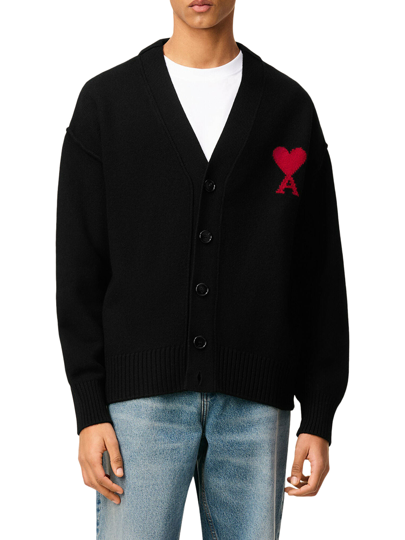 [Ami Paris] Knitwear FW26 UKC367018009 NOIR ROUGE