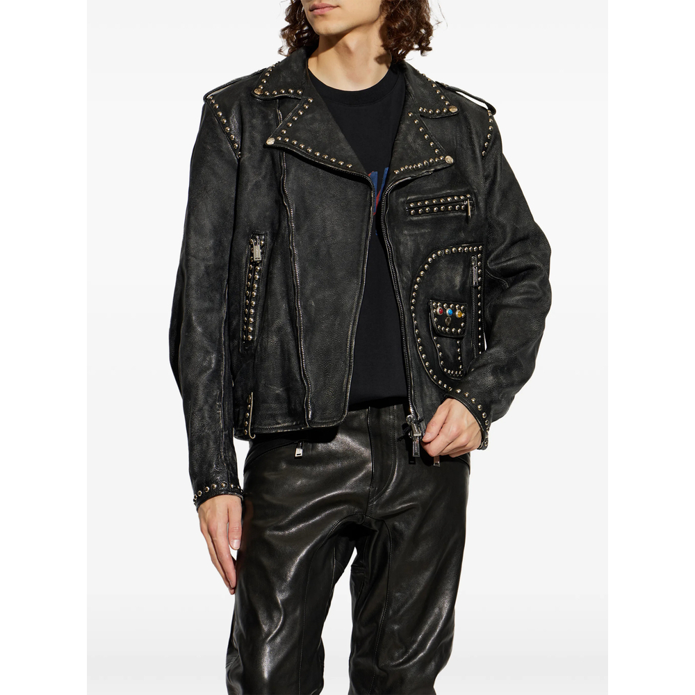 [Dsquared2] Leather Jacket FW26 D07056 S74AM1741 900