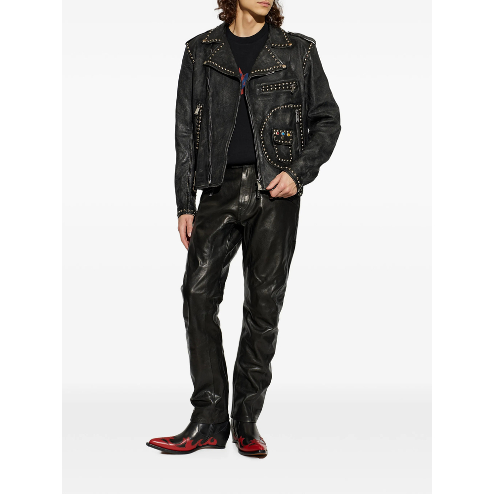 [Dsquared2] Leather Jacket FW26 D07056 S74AM1741 900