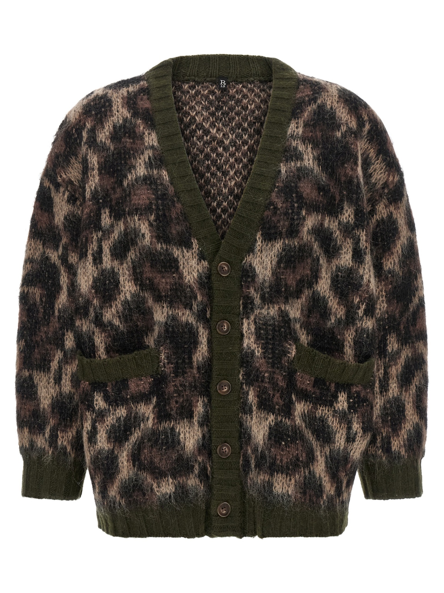 [R13] Knitwear FW26 R13WY198Y300BBROWNLEOPARDMOHAIR