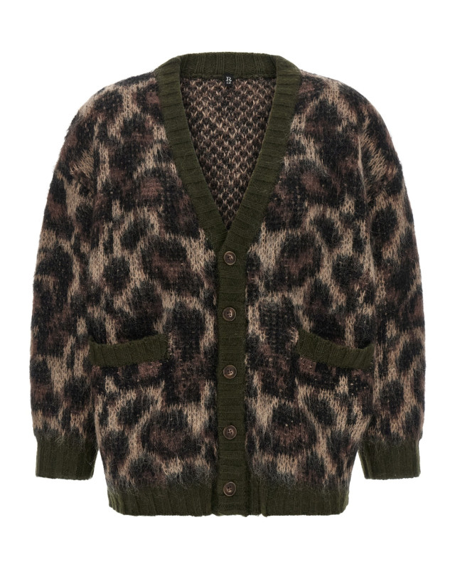 [R13] Knitwear FW26 R13WY198Y300BBROWNLEOPARDMOHAIR