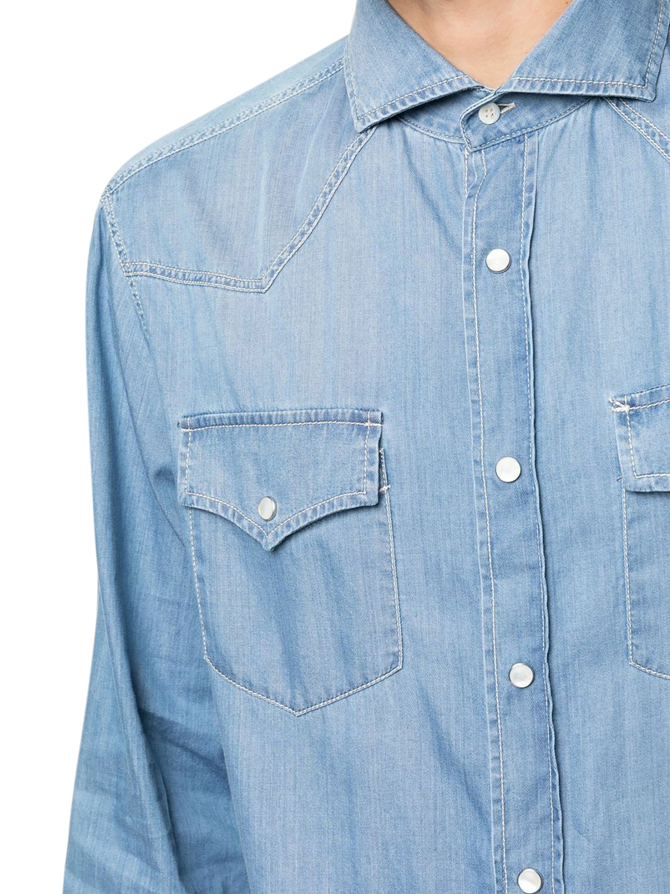 [Brunello Cucinelli] Shirts Long Sleeve SS26 MR6834008CBT30 LIGHT DENIM