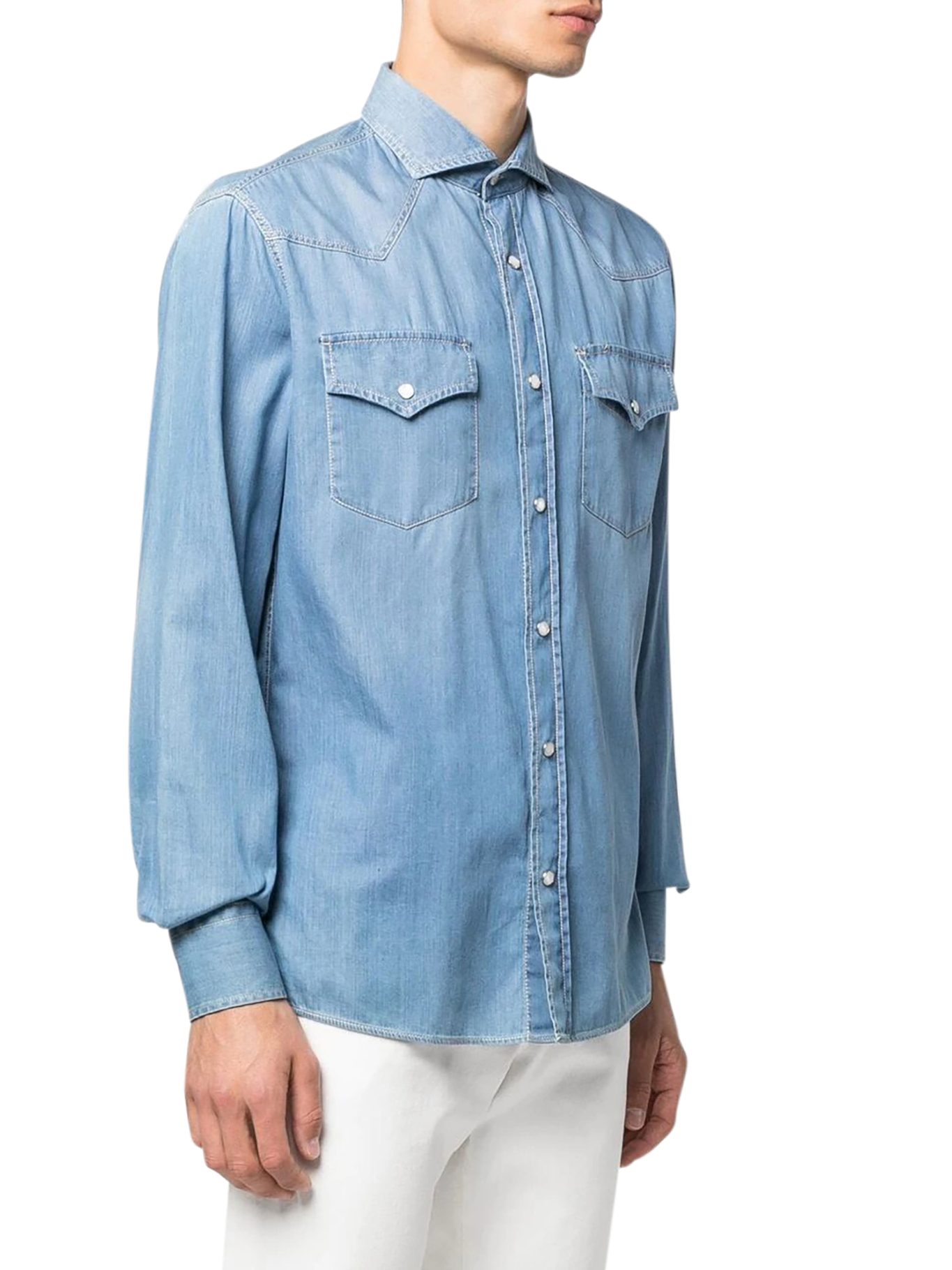 [Brunello Cucinelli] Shirts Long Sleeve SS26 MR6834008CBT30 LIGHT DENIM