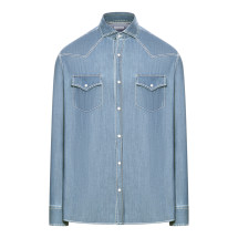 [Brunello Cucinelli] Shirts Long Sleeve SS26 MR6834008CBT30 LIGHT DENIM
