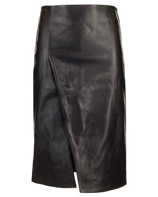 [LOULOU STUDIO] Midi skirt SS25 EKAREBLACK