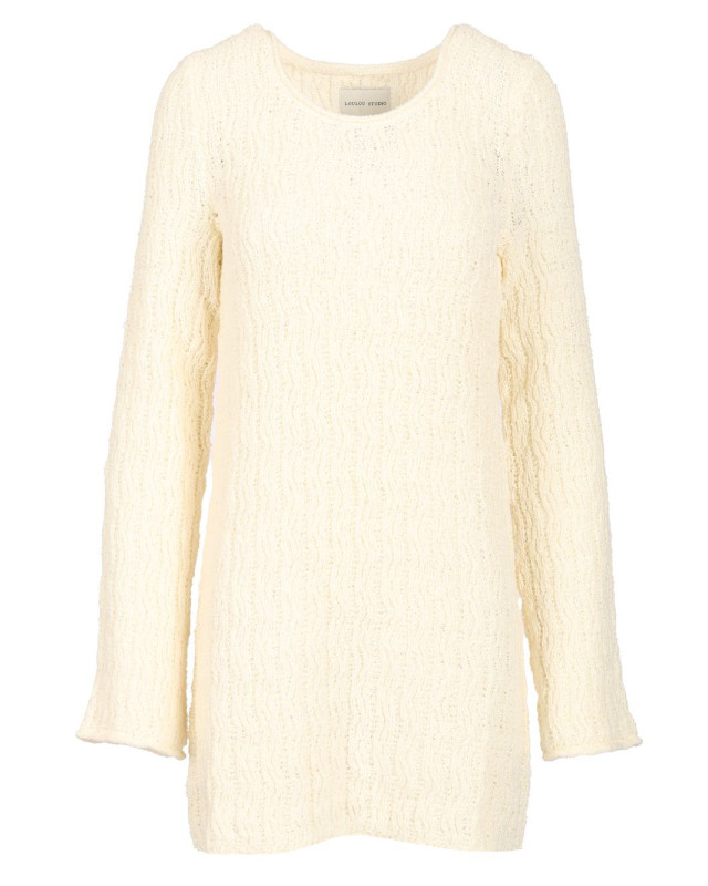 [LOULOU STUDIO] Long sleeve dress SS25 AISALARICE IVORY