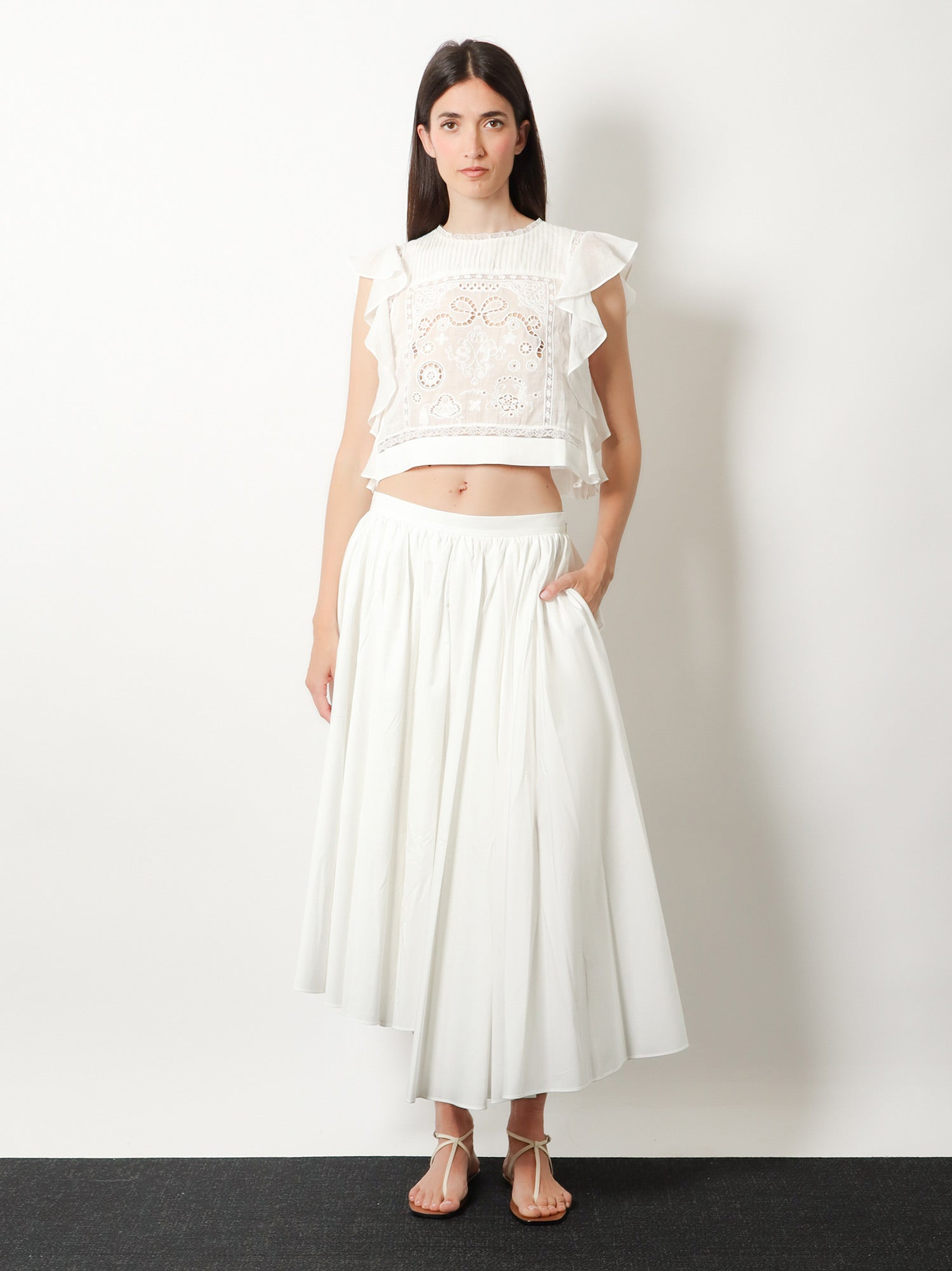 [SELF PORTRAIT] Long skirt SS26 AC26033MSKWWHITE