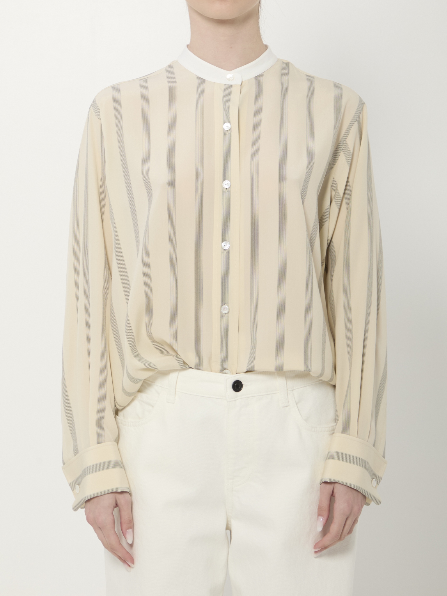 [THE ROW] Shirts Long Sleeve SS26 10797_W4349_WHITE/BLACK