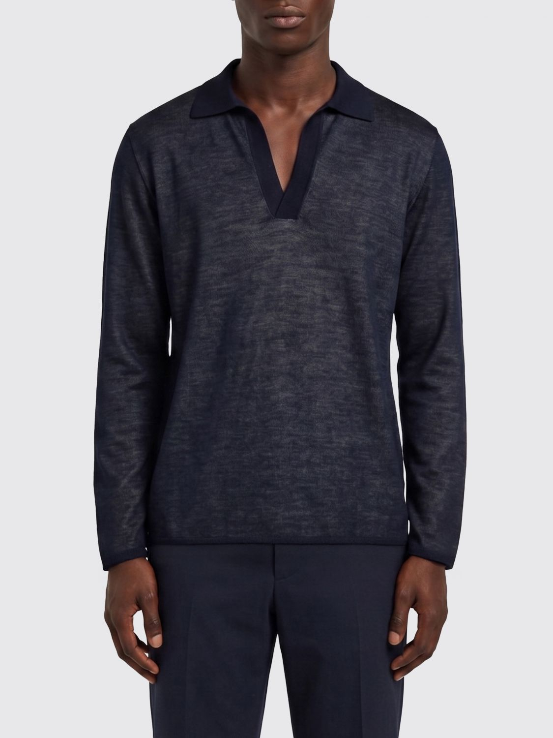 [Ferragamo] T-shirts Long Sleeve SS26 145399 793168 NAVYWHITE