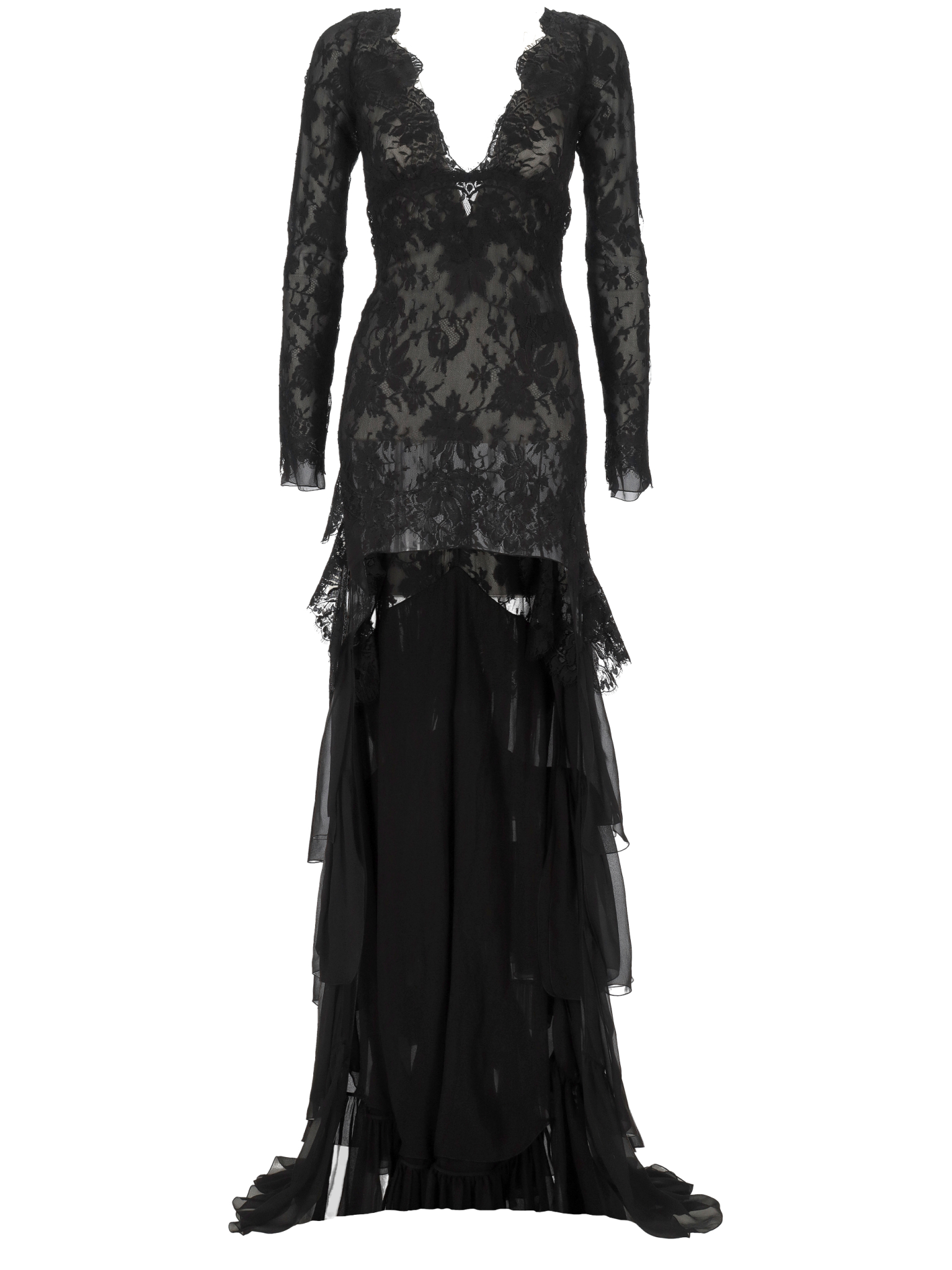 [Saint Laurent] Long sleeve dress FW25 843038Y1K791000