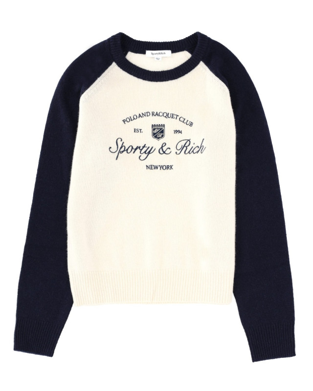 [SPORTY&RICH] Knitwear FW25 WS07561412WH63_ECRU/DARKNAVY