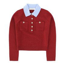 [Self-portrait] T-shirts Long Sleeve FW25 AW25-021TA-BU_BURGUNDY